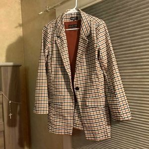 Brown gingham business casual blazer